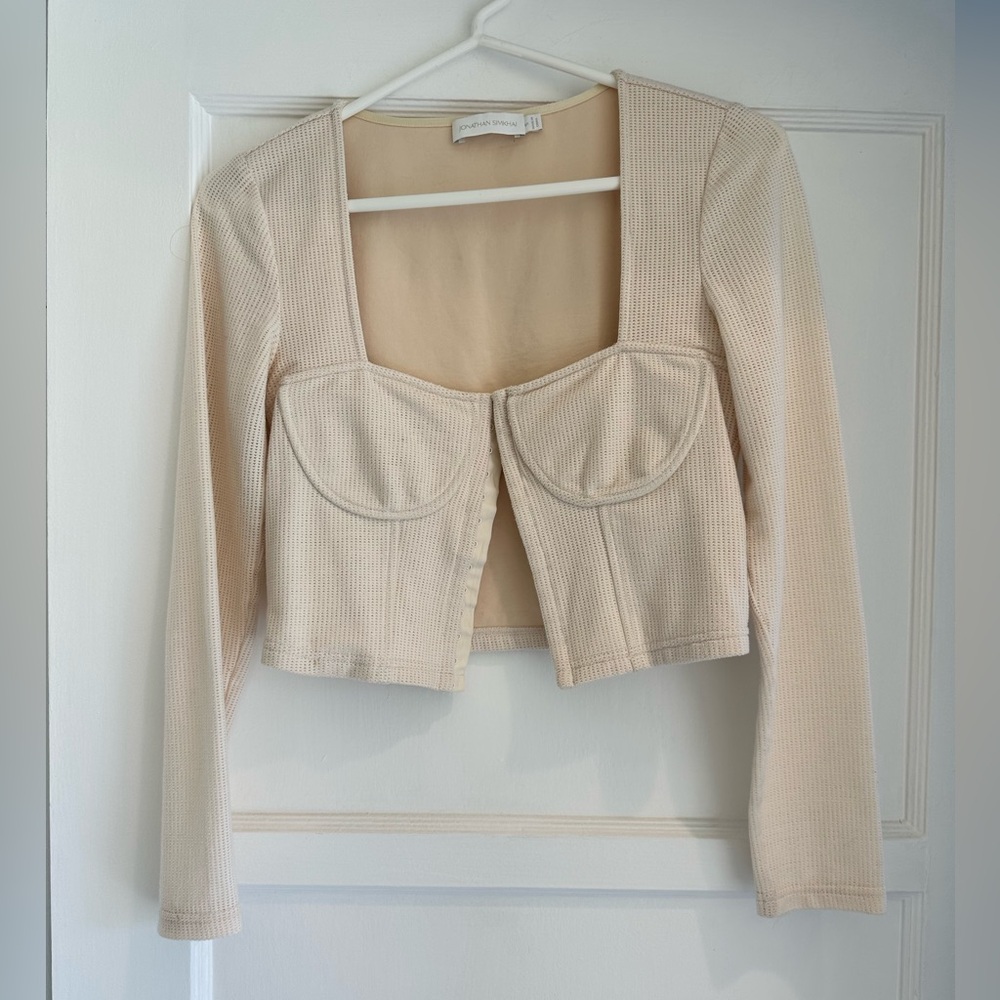 Jonathan Simkhai Cream Crop Top